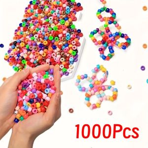 LANCE 1000Pcs 6x9mm Dreadlock Hair Beads Luminous Halloween Christmas Theme Colored  Beads Toy Kids Crafts Multi-Colored Colorful Braiding Beads Hair Accessories