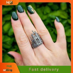 HB Vintage Creative Unique Crosses Hollow Castle Style Ring For Women Jewelry Accessries Gifts