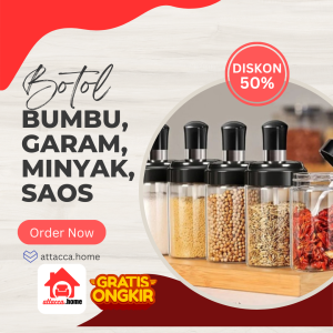 Set Botol Bumbu Dapur Sendok Toples Tempat Garam Tabur Wadah Unik Aesthetic 4 in 1