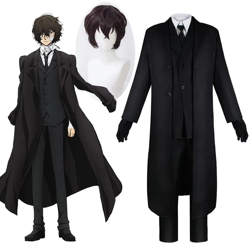 Anime Long Windbreaker Coat Anime Bungo Stray Dogs Dazai Osamu