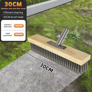 【Original+24hours delivery】Wire Brush with Stainless Steel Long Handle Floor Scrub Brush Heavy Duty Wire Broom Moss Removal Iron Brush Cleaning Brush Floor Cleaning Broom Steel Brush Handy Gadget for Cracks Flagstone Concrete Pavements Bricks
