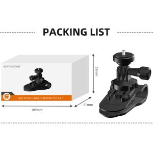 ที่บังแดดรถยนต์ Mount สำหรับ Insta360 Go 3S Universal Action Camera Phone Vlog Mount 360°Rotating for Insta360 X4/GoPro 13/DJI Action 5 Pro / Action 4 3