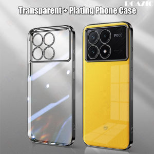 Roazic Cho Redmi K70/Redmi K70 Pro vỏ điện thoại Mạ sang trọng Cạnh Trong Suốt Ốp nhựa mềm trong suốt chống sốc Bìa JS01