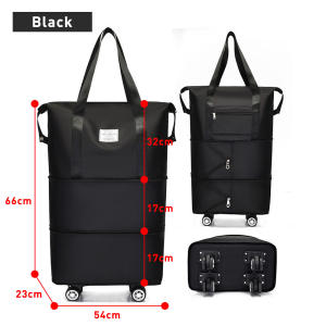 Durable Waterproof Expandable Duffel Bag with 4-Wheel Trolley for Travel and Fitness