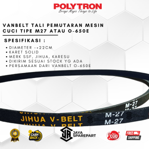 Vanbelt V-Belt Tali Pemutaran Mesin Cuci 2 Tabung Tipe M27 atau O-650E