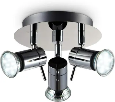 [466] B.K.Licht Modern LED 3W 3 Head Bathroom Ceiling Spotlight IP44 Splash Water Proof Round with Swivel Mounted Design