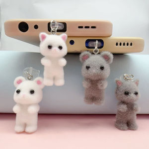 YAFEN Cute Flocking Cat Mouse Phone Dust Plug Accessories Decoration Hanging Pendant For IPhone For Samsung Type-C Charging Port