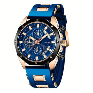 Mens Watch Fashion Silicone Strap Watch Multifunctional Calendar Sports Watch for Men