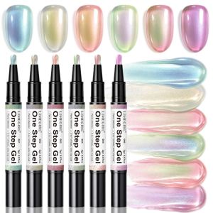 WAPKTY 3 trong 1 Bút sơn móng tay gel mắt mèo Không có lớp sơn phủ. Ngọc trai Sơn móng tay dạng gel chỉ cần một bước. Tự làm Sơn móng tay dạng gel. Phụ kiện làm móng tay.