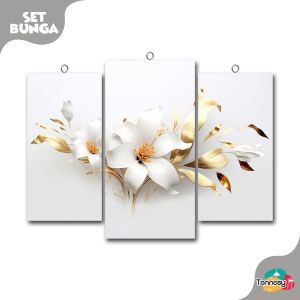 TENNESY Hiasan Dinding 1 Set Bunga White Tropical Leaves Flowers Wall Decor Pajangan Kamar Tidur Hiasan Ruang Tamu Dekorasi Rumah