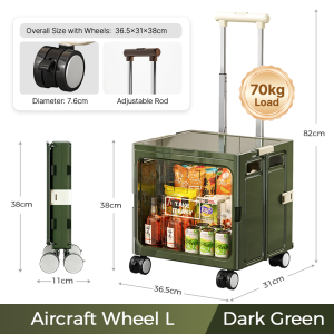 【Kaki.SG】70KG Heavy Duty 80L &Multifunctional Foldable Grocery Trolley Shopping Cart 360° Rotatable &Stairs Climb Wheels折叠手推车