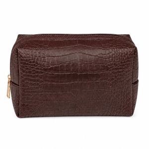 MUKANG PU Leather Croc Embossed Makeup Bag Waterproof Portable Wash Pouch Personalized Large Capacity Cosmetic Pouch Travel Use