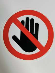 ห้ามจับ อย่าจับ กรุณาอย่าจับ อย่าสัมผัส อย่าแตะ สติ๊กเกอร์คำเตือน ป้ายเตือน เนื้อpvc ทนแดด ทนฝน ติดแน่น ทนนาน สีสดใส