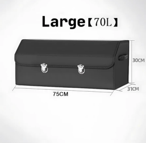 Car Trunk Organizer with 70L Storage Capacity - Durable Leather & Metal Boot Storage Box for SUV and Cars