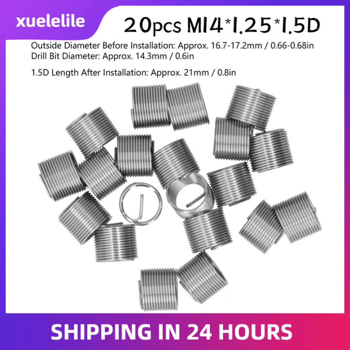 M14 Thread Insert 20Pcs Thread Repair M14 x 1.25 Spiral Circle Insert Reducer Nut ...