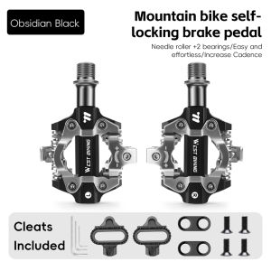 WEST BIKING Mountain Bike Pedal Aluminum Self-Locking for SPD System MD1-C Cleats 2 Bearing MTB Bicycle Clipless Pedals With Locking Plate