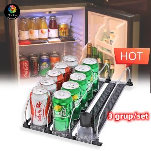 3 Group/Set Tempat Minuman Kulkas Tahan Lama Untuk Minuman Display Minuman Pendorong Otomatis Kapasitas Besar Supermarket