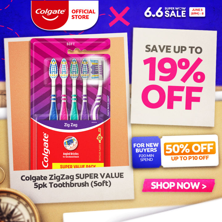 Colgate ZigZag SUPER VALUE 5pk Toothbrush (Soft)
