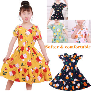 Đầm Mặc Hàng Ngày Hoa Nhỏ Cho Trẻ Em Mùa Hè Mới 2021 Đầm Công Chúa Vải Lụa Thoáng Khí In Họa Tiết Cổ Tròn Cho Bé Gái 3-9 Tuổi Váy Công Chúa Trễ Vai Hàn Quốc
