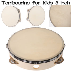 Tambourine for Kids & Children 8 inch Hand Held Drum Bell Wood Percussion Gift Musical Educational