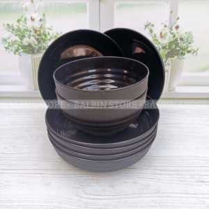 SATU SET 6 PCS ISI 3 PIRING RAMEN CEKUNG DAN 3 MANGKUK MIE RAMEN BAHAN PLASTIK KUALITAS food GRADE