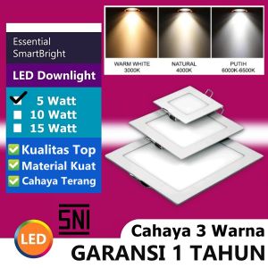 Lampu Downlight Kotak 3 Warna 15 10 5 Watt Tri Color Colour Putih Kuning Warm White SNI