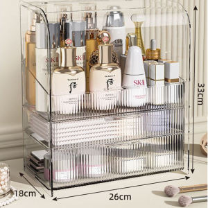 SALVO Big Transparent Plastic Makeup Drawer Organizer Desktop Vanity Makeup Organizer With Drawer 3 Tier Layer High Quality Makeup Organizer Jewelry Lipsticks Storage Box