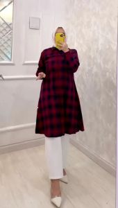 Kotak2 ! Baju Tunik Midi Dress Wanita Korea Busui Muslim Muslimah Terbaru Katun Flanel Murah Polos Motif Premium Kekinian Fashion Casual Import Jumbo