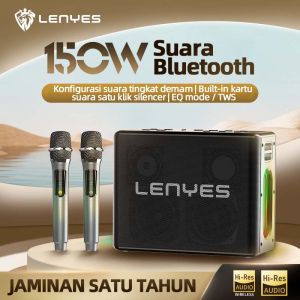 LENYES S861 150W KTV RGB LED Light Wireless Speaker + Microphone Karaoke Bluetooth 5.0 Portable High Power