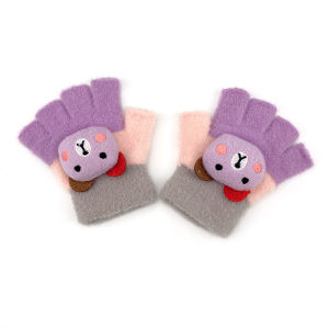 Găng tay cho bé từ 1-2.5 tuổi găng tay len giữ ấm mùa đông Bao tay hở ngón trẻ em hình gấu 3D siêu yêu Pama STORE GT08