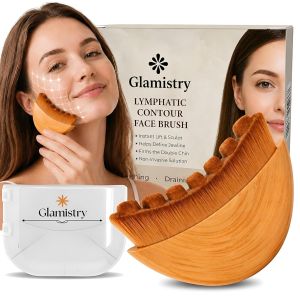 Lymphatic contouring facial brush with soft synthetic bristles 、 Lymphatic drainage massager 、 Travel makeup brush with case 、 Gua Sha facial tool inspirational beauty accessory