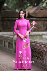 Áo Dài Chất Liệu Gấm Cao Cấp Hàng Thêu và May Thủ Công Tỉ Mỉ - Mã G15 Hồng Sen