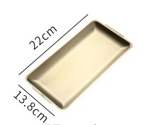 Combo 2 Khay inox 304  hình chữ nhật đựng thức ăn màu vàng bạc chất lượng tốt - Đĩa Hình Chữ Nhật Với Khay Hình Chữ Nhật - Khay nướng bánh nhiều size -đĩa đựng thịt - khay dung thuc an thuc phẩm