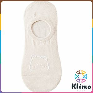 KLIMO Boat Socks Female Shallow Mouth Bear Cute Japanese Cartoon Socks Spring And Summer Thin Socks Black Skin Tone White