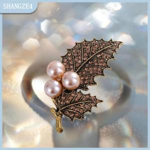 【SHANGZE4】 Retro Leaf Brooch Pin With Embedded Elegant Fashionable Jewelry Accessory Pin Brooch