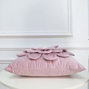 Three-D Flower Cushion Cover 45CM Yellow Blue White Pink Handmade Velvet Throw Pillowcase for Bedroom Living Room Home Decor