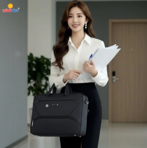 361 CẶP NGANG THỦ ĐÔ VÀNG Cặp ngang Công Sở cho Giáo viên Sinh Viên Đi Dạy Đi làm Đựng Laptop 17 inch chống sốc C361
