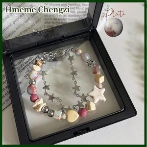 Hmeme Harajuku Star Bracelet Girl Pentagram Beaded Bangle For Women Vintage Aesthetic Charm Bracelet Accessories Jewelry Gift