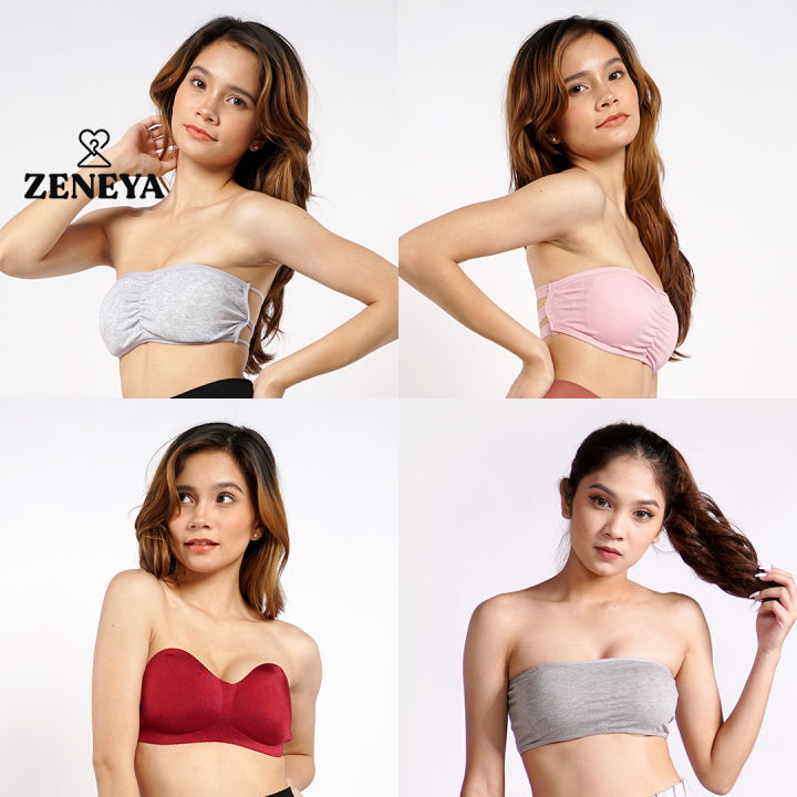 ZXYOUPING Korean Chiffon Tube Bra Strapless Brallete Padded for Women  Casual Wear Breatable Materials