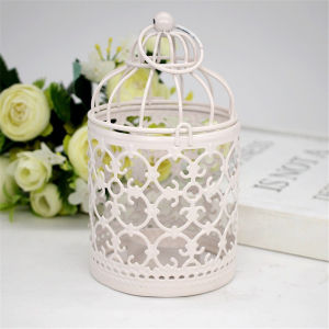 Tealight Candle Holder Metal Birdcage Shape Iron Art Candlestick Hanging Lanterns Home Decor