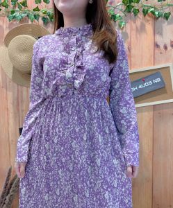 MIDI DRESS BUTTON CALDERA MINI PLISKET LONGSLEEVE 1325