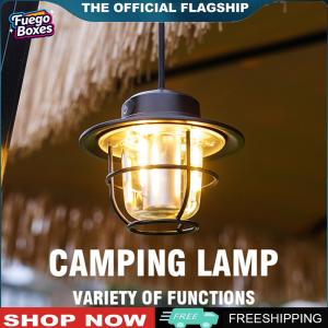 [Fuego Boxes] LED Portable Camping Light Vintage 200LM Atmosphere Lamp Stepless Dimming Type-C USB Rechargeable for Outdoor Adventure