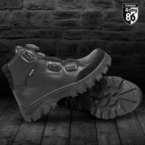 Sepatu PDL Pria Army86 Ambara 6 inchi – Kulit sapi Asli Tali Putar Tactical Hitam TNI Polri Satpam