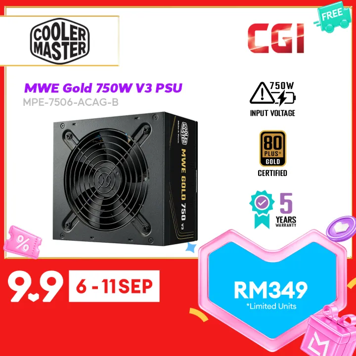 Cooler Master MWE Gold 750W V3 ATX 3.1 Non-Modular PSU - MPE-7506-ACAG-B