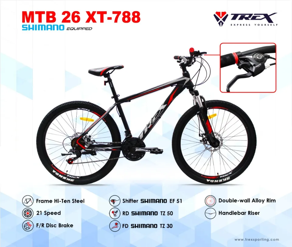 sepeda gunung MTB 26 trex xt 788 3x7Sp Shimano Discbrake termurah Lazada Indonesia