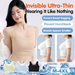 Ultra Thin Milk Leather Bra Underwear for Women with Large Breasts That Make Them Look Smaller Jelly Anti Bump Foundation Invisible and Non transparent Vest奶皮果冻束胸内衣