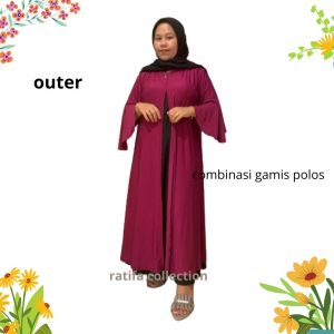 Outer wanita kekinian lengan mayung jersey premium longcardy jumbo xxl ld 120 pj 120