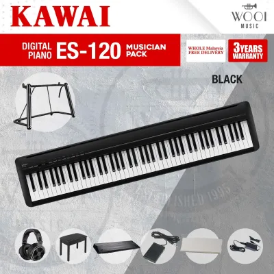 Kawai ES120 Digital Piano 88 keys - Black (Package)