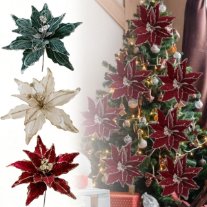 Artificial Christmas Flowers Christmas Tree Flowers Ornaments Xmas Wreath Holiday Party Decor