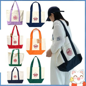 Canvas Tote Bag Large Capacity Reusable Pack with Handle Embroidery Tote Bag for Women Shoulder Bags Shopping Handbags